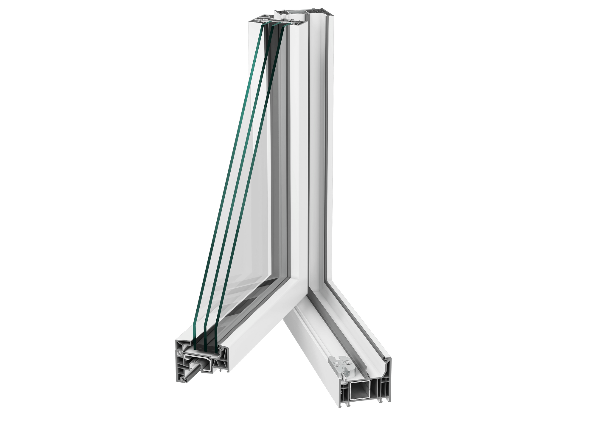 Fenêtre battante PVC vue de coupe technique