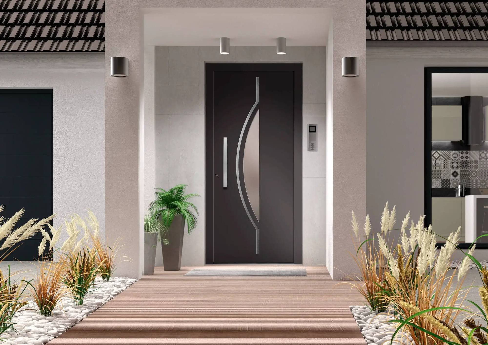 Porte d'entrée aluminium CARVI vue extérieure